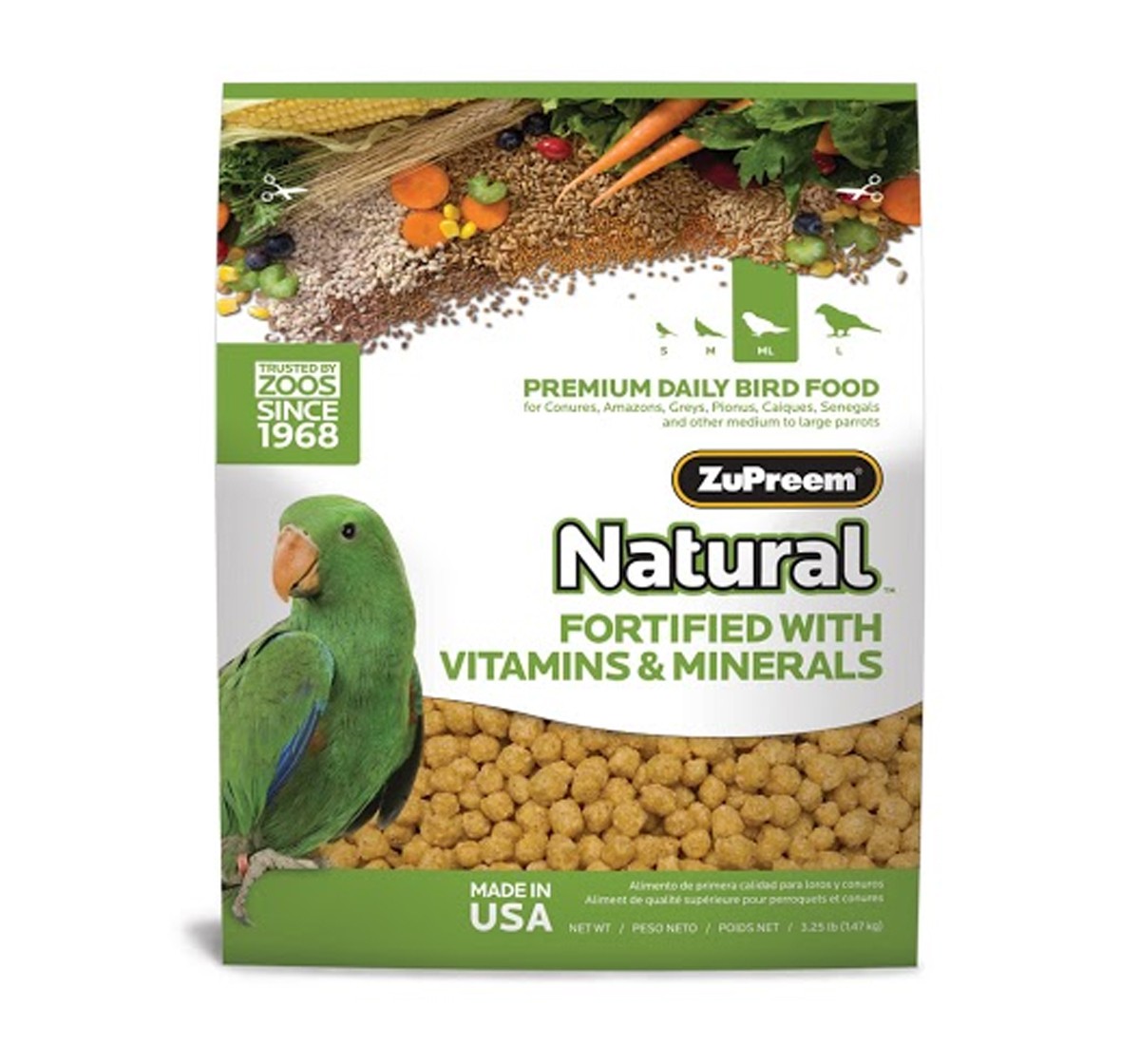 ZuPreem Natural For Medium & Large Parrot 1.36 Kg ZuPreem Natural For Medium & Large Parrot 1.36 Kg