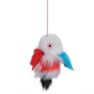 Petstages fish on an elastic plush toy for cats