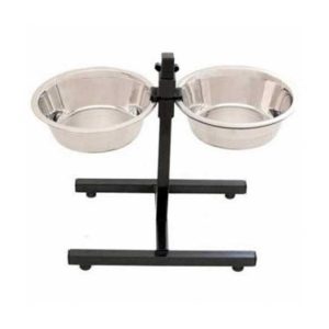 DuraPet Adjustable Stand with 2 Piece Bowl, 2 qt (Silver)