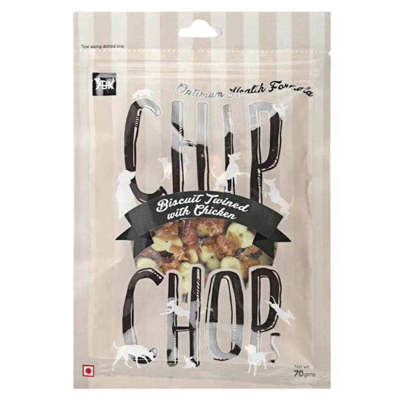 Chip Chops Biscuit Twined with Chicken Dog Treats, 70 gms Chip Chops Biscuit Twined with Chicken Dog Treats, 70 gms