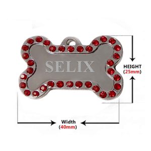 Pawzone Bone Shaped Customized Dog Name Tags Red
