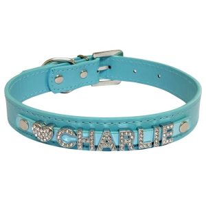 Pawzone Collar Studded Alphabets Dog Name Collars