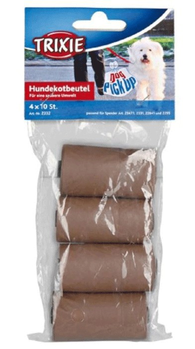 Trixie, Dog Dirt Bags Biodegradable, 4 rolls of 10pcs, Brown Trixie, Dog Dirt Bags Biodegradable, 4 rolls of 10pcs, Brown