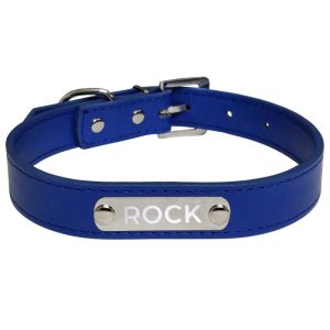 Pawzone Dark Blue Sliver Dog Name Collars