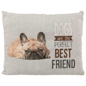 Chipo Square Cushion, 60 x 48 cm, French Bulldog, Grey