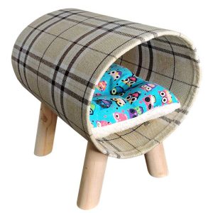 Pets Empire Wooden Burlap Tube Shaped Cat Bed