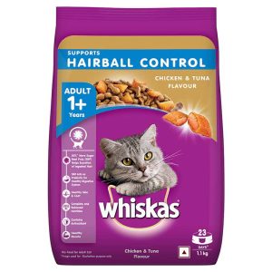 Whiskas Adult Cat Food (1+ Years) Chicken & Tuna - Supports Hairball Control