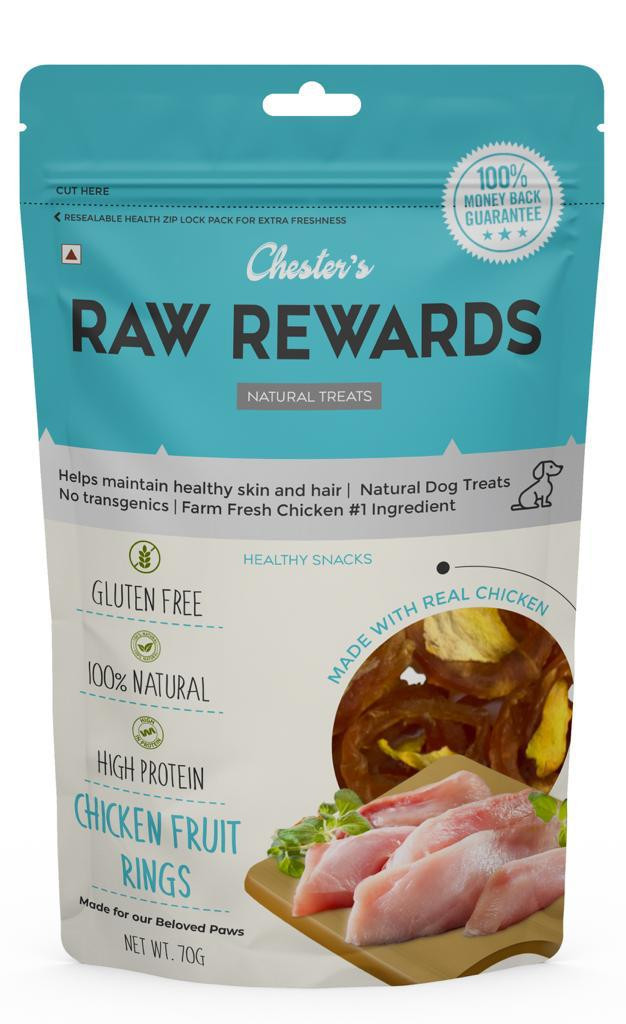 Chester's Raw Rewards Chicken Fruit Rings 70 gm Chester's Raw Rewards Chicken Fruit Rings 70 gm